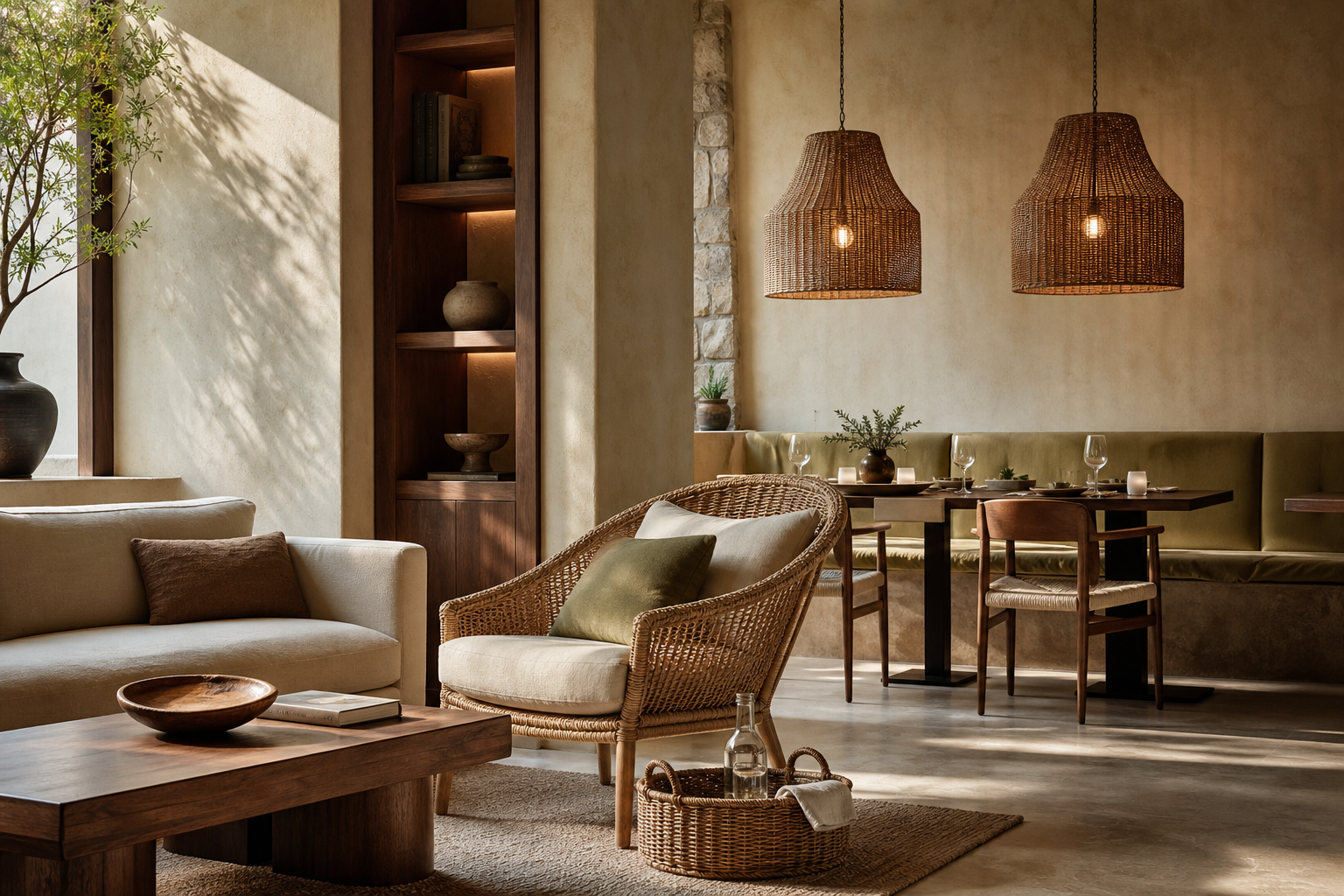 Woven products used in a refined hospitality interior