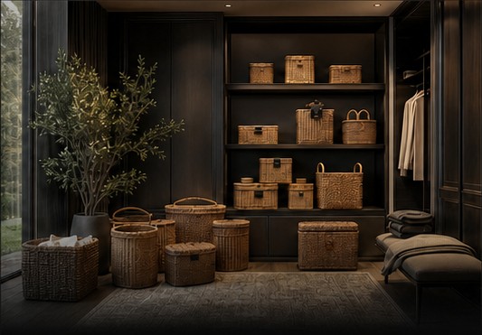 Complete premium interior with coordinated woven storage basket family